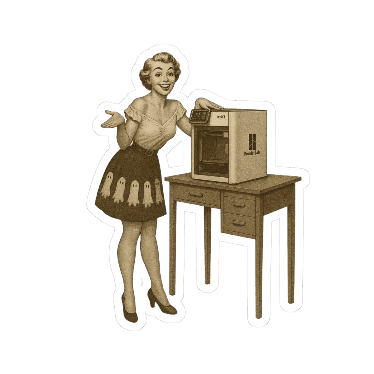 "Miss GG3D" — Retro Kiss-Cut Sticker