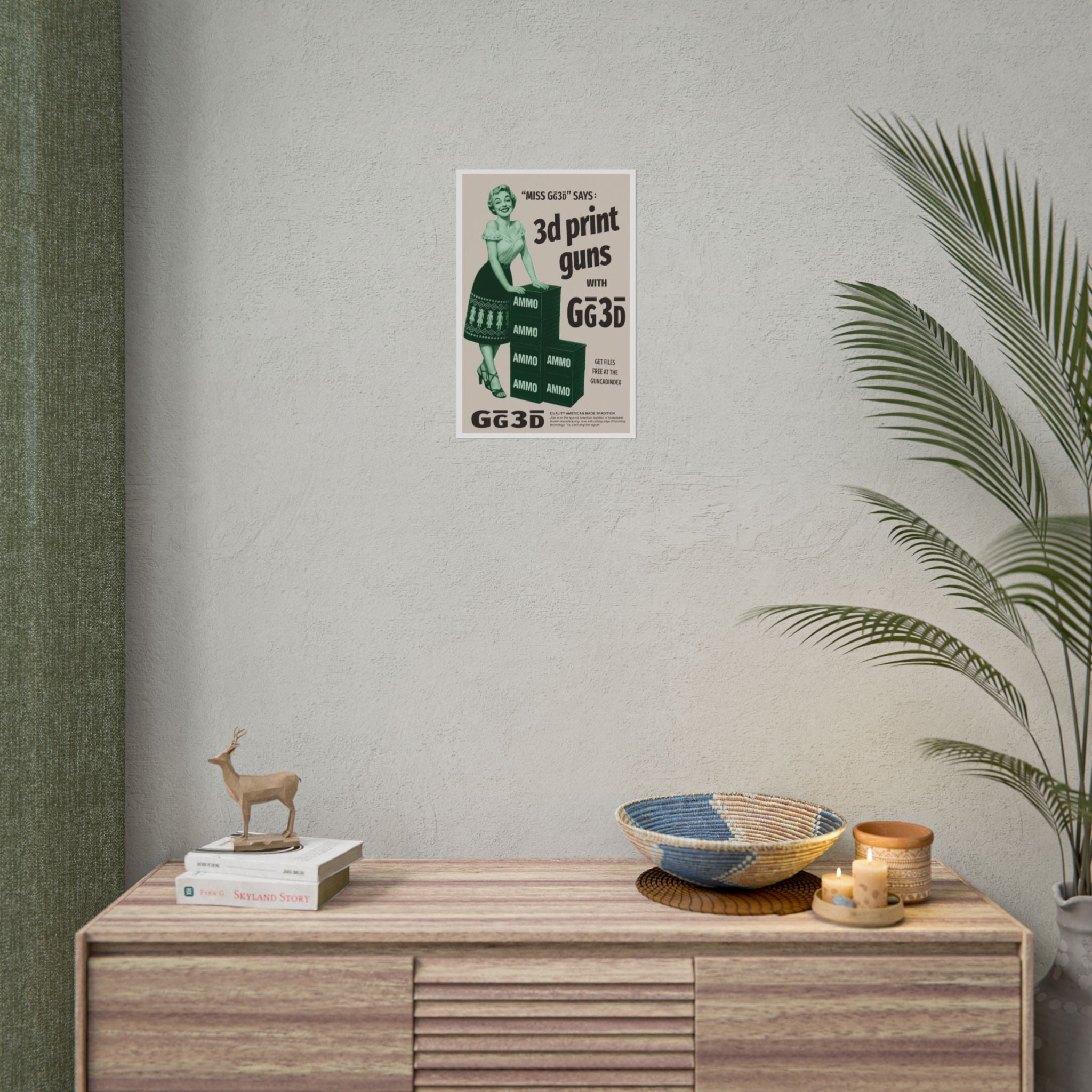 Rolled 'Miss GG3D Says' Retro Propaganda Poster