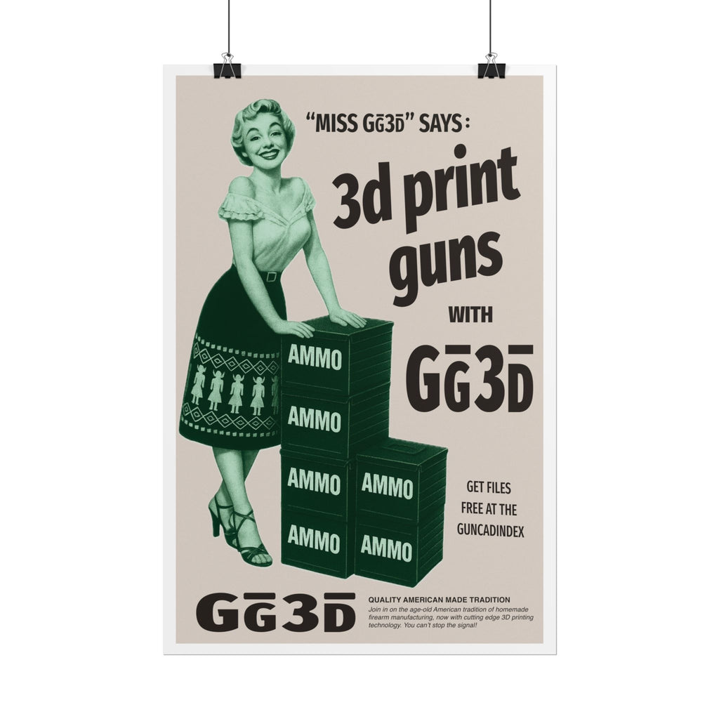 Rolled 'Miss GG3D Says' Retro Propaganda Poster